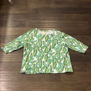 Kim Rogers Perfectly Soft Cotton Shirt leaves green white Womens Size 1X